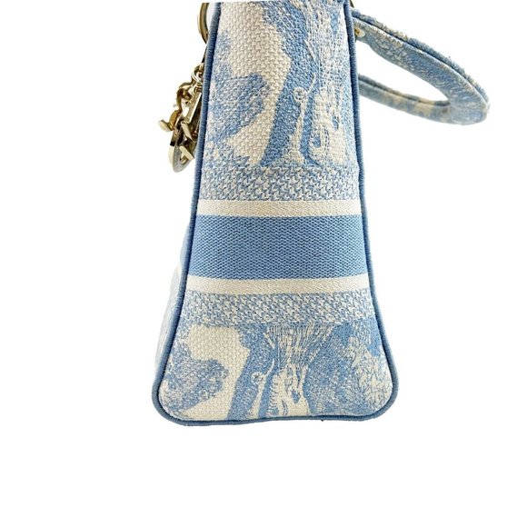 Christian Dior Toile de Jouy Lady D-Lite Bag Embroidered Canvas Cornflower Blue - Picture 11 of 15